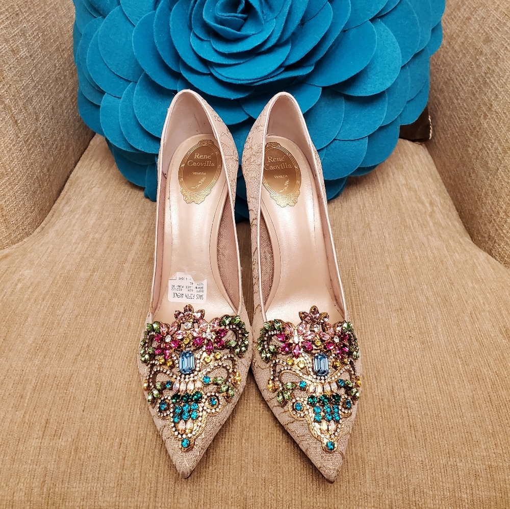 Rene Caovilla Jeweled Pumps